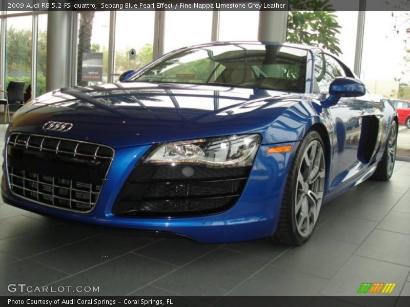 Sepang Blue Pearl Effect / Fine Nappa Limestone Grey Leather 2009 Audi R8 5.2 FSI quattro