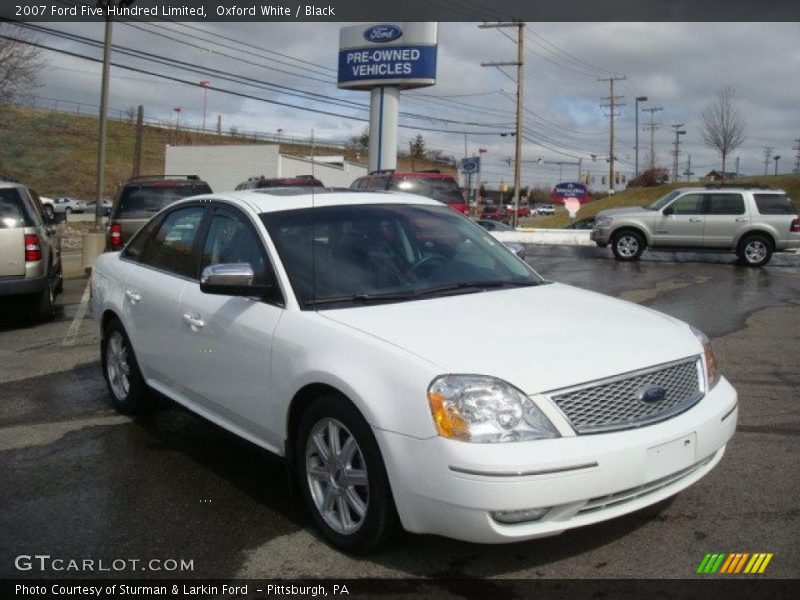 Oxford White / Black 2007 Ford Five Hundred Limited