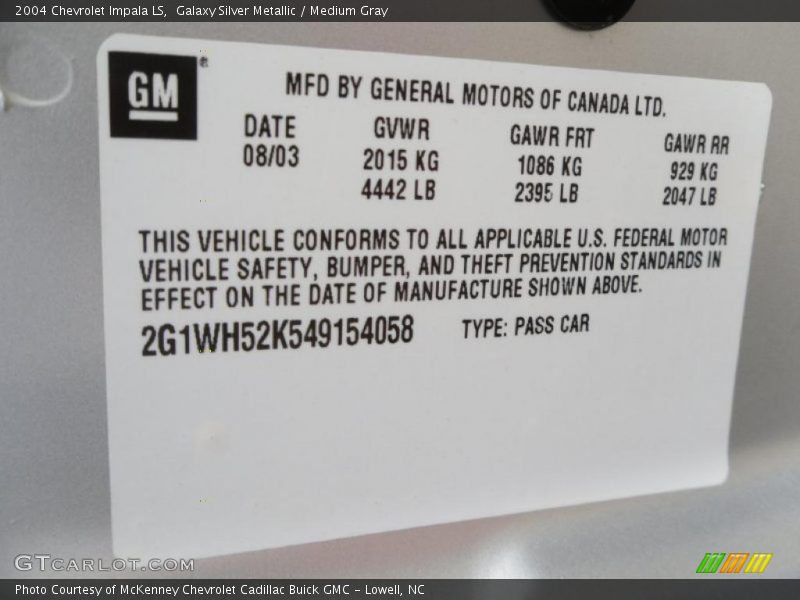 Galaxy Silver Metallic / Medium Gray 2004 Chevrolet Impala LS