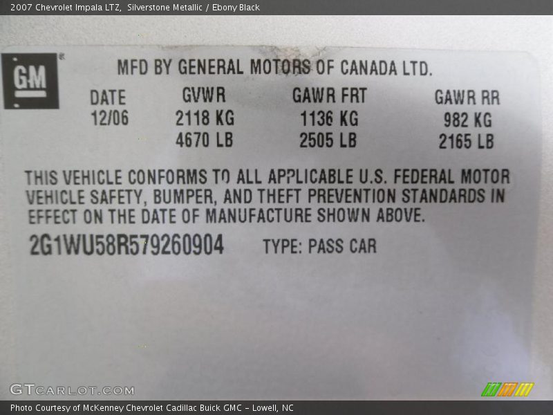 Silverstone Metallic / Ebony Black 2007 Chevrolet Impala LTZ