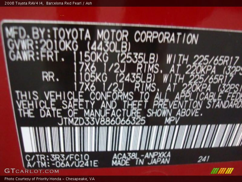 Barcelona Red Pearl / Ash 2008 Toyota RAV4 I4