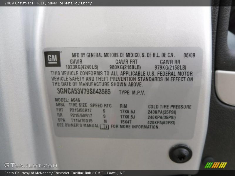 Silver Ice Metallic / Ebony 2009 Chevrolet HHR LT