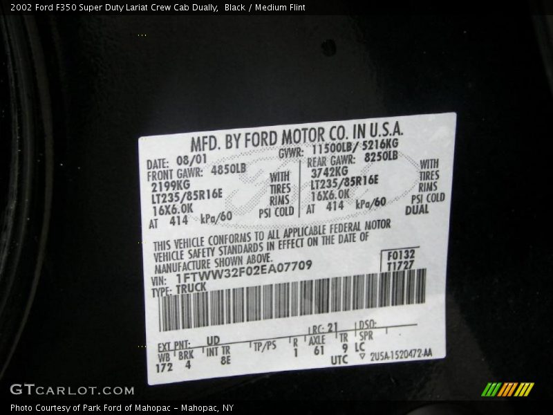 Black / Medium Flint 2002 Ford F350 Super Duty Lariat Crew Cab Dually