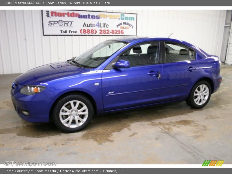 Aurora Blue Mica / Black 2008 Mazda MAZDA3 s Sport Sedan