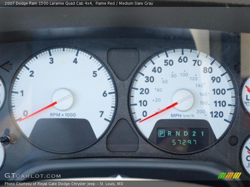 Flame Red / Medium Slate Gray 2007 Dodge Ram 1500 Laramie Quad Cab 4x4