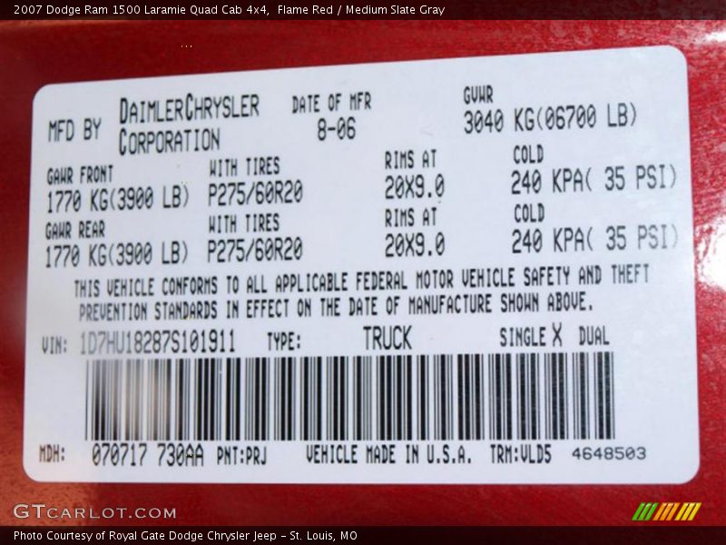 Flame Red / Medium Slate Gray 2007 Dodge Ram 1500 Laramie Quad Cab 4x4