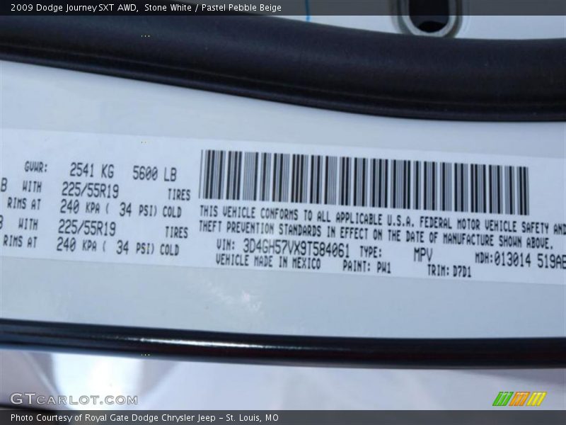 Stone White / Pastel Pebble Beige 2009 Dodge Journey SXT AWD