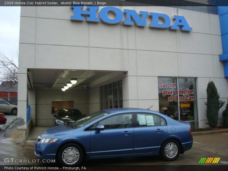 Atomic Blue Metallic / Beige 2009 Honda Civic Hybrid Sedan