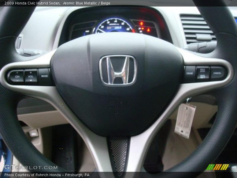 Atomic Blue Metallic / Beige 2009 Honda Civic Hybrid Sedan