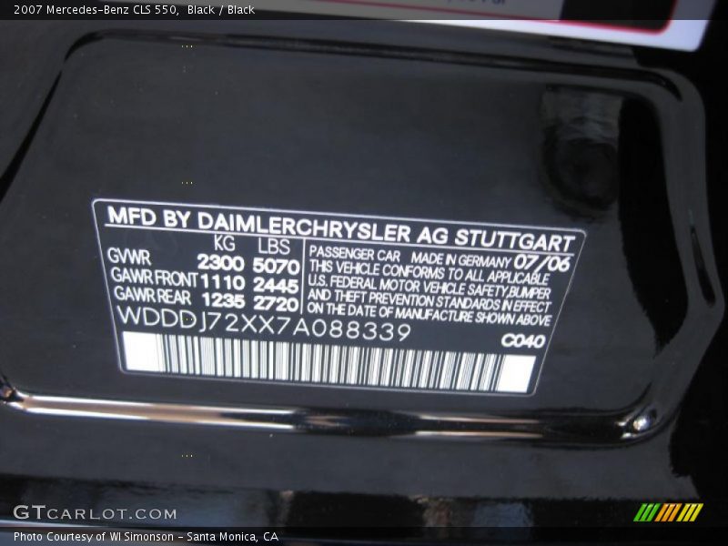 Black / Black 2007 Mercedes-Benz CLS 550
