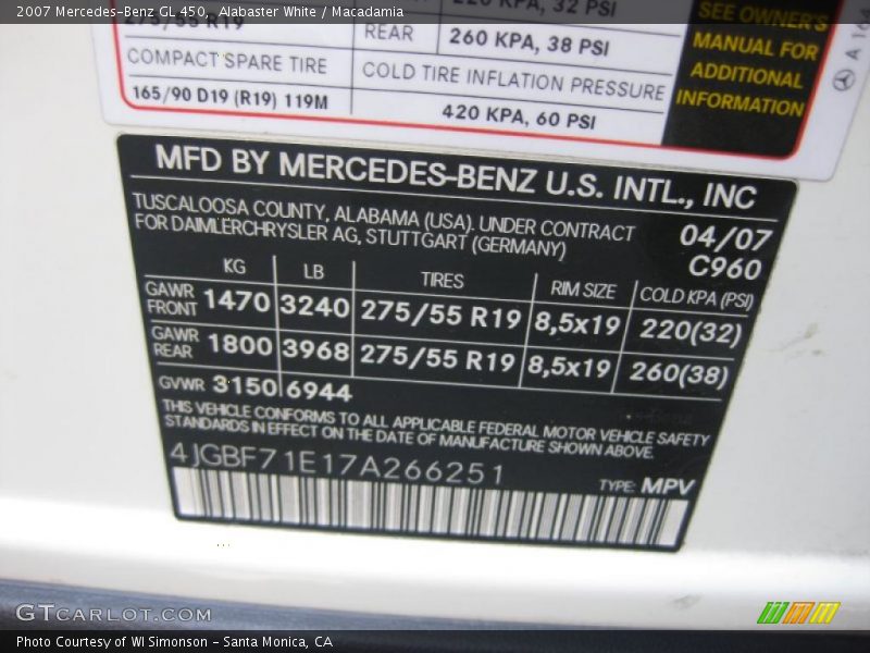 Alabaster White / Macadamia 2007 Mercedes-Benz GL 450