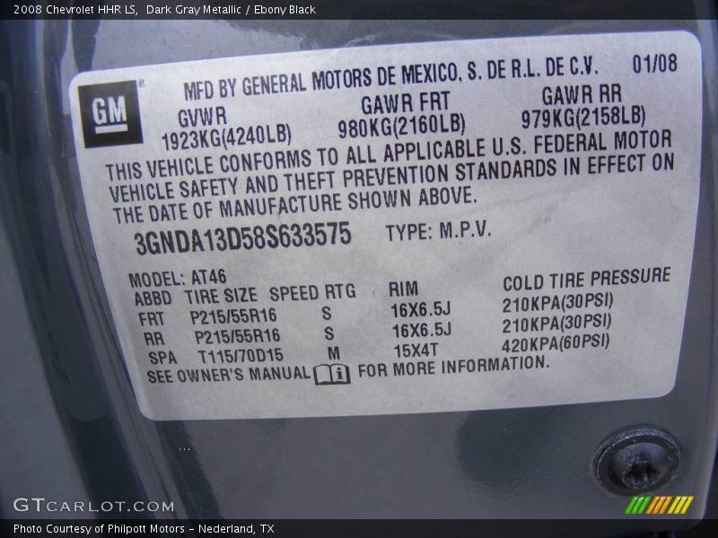 Dark Gray Metallic / Ebony Black 2008 Chevrolet HHR LS