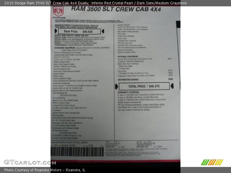 Inferno Red Crystal Pearl / Dark Slate/Medium Graystone 2010 Dodge Ram 3500 SLT Crew Cab 4x4 Dually