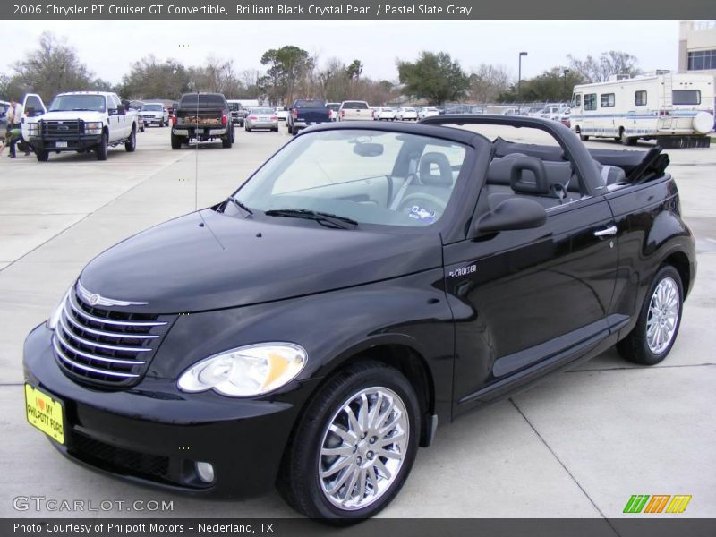 Brilliant Black Crystal Pearl / Pastel Slate Gray 2006 Chrysler PT Cruiser GT Convertible