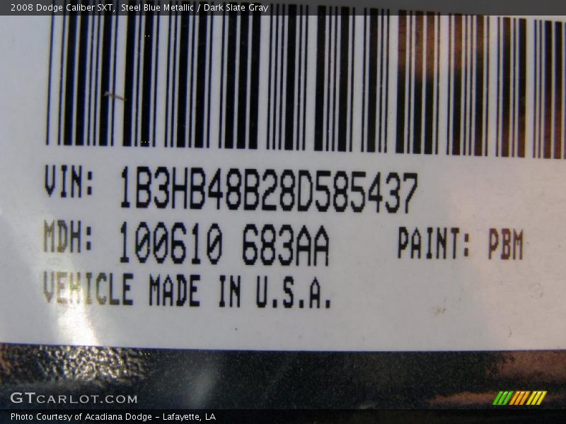 Steel Blue Metallic / Dark Slate Gray 2008 Dodge Caliber SXT
