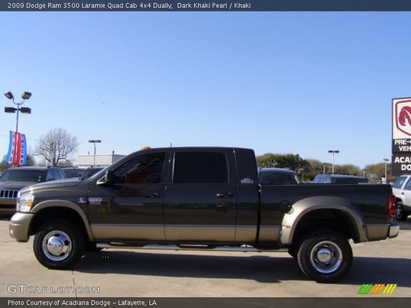 Dark Khaki Pearl / Khaki 2009 Dodge Ram 3500 Laramie Quad Cab 4x4 Dually