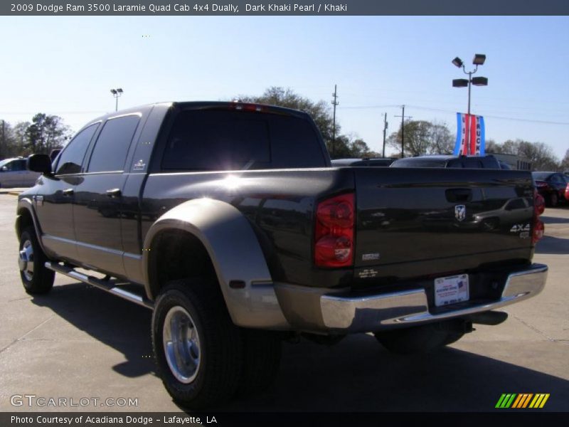 Dark Khaki Pearl / Khaki 2009 Dodge Ram 3500 Laramie Quad Cab 4x4 Dually