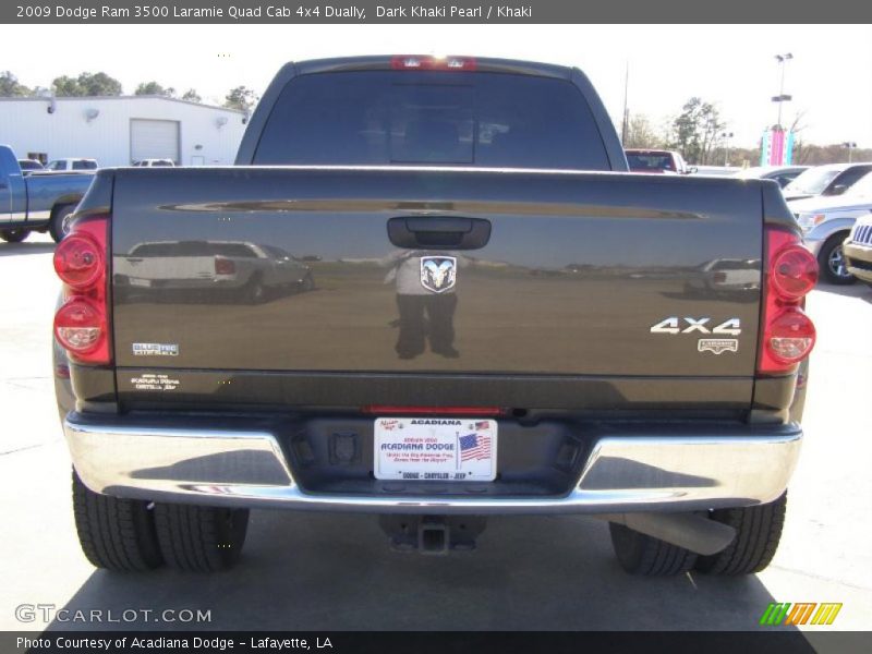 Dark Khaki Pearl / Khaki 2009 Dodge Ram 3500 Laramie Quad Cab 4x4 Dually