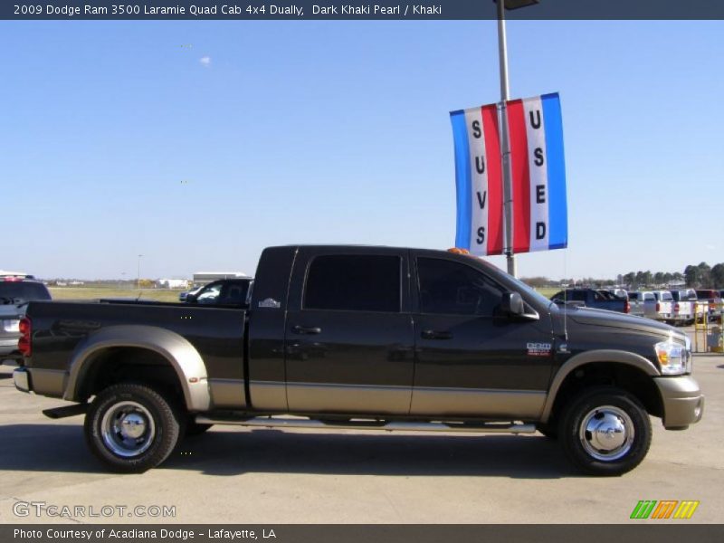Dark Khaki Pearl / Khaki 2009 Dodge Ram 3500 Laramie Quad Cab 4x4 Dually