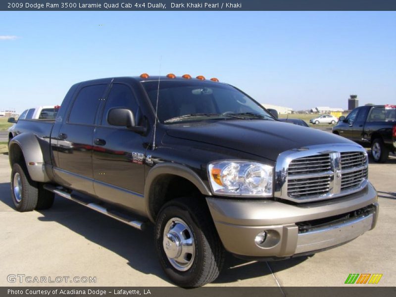 Dark Khaki Pearl / Khaki 2009 Dodge Ram 3500 Laramie Quad Cab 4x4 Dually