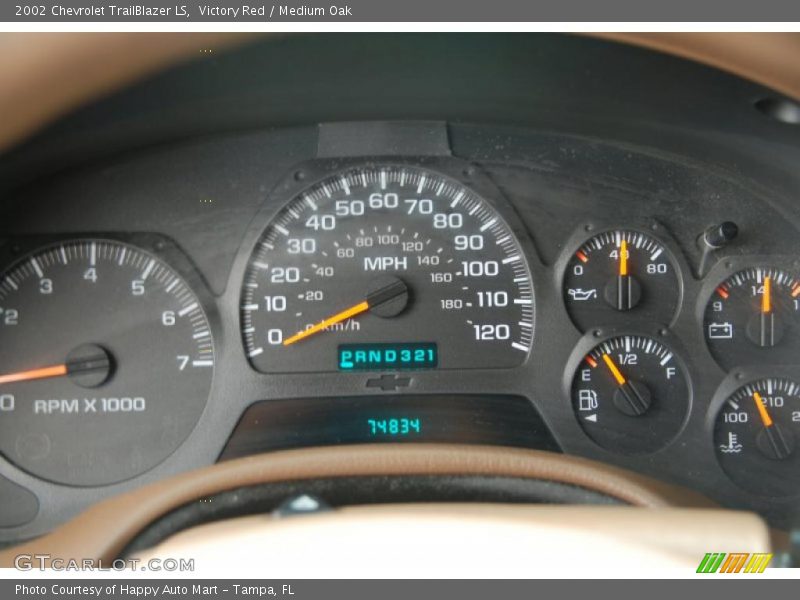 Victory Red / Medium Oak 2002 Chevrolet TrailBlazer LS