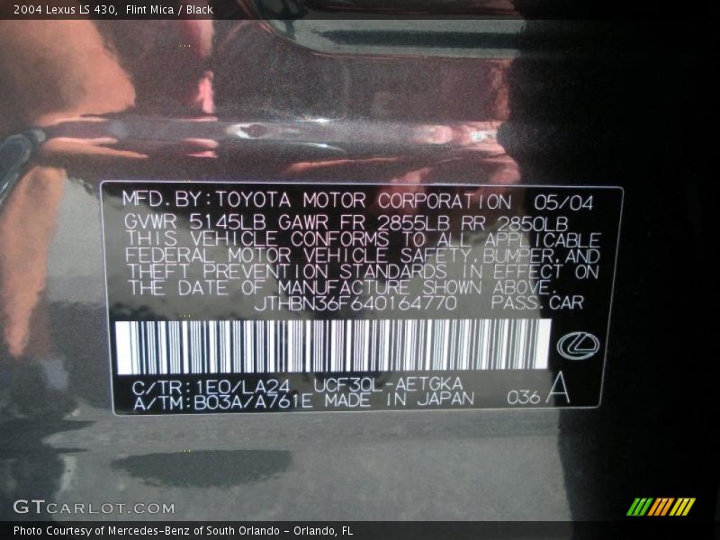 Flint Mica / Black 2004 Lexus LS 430