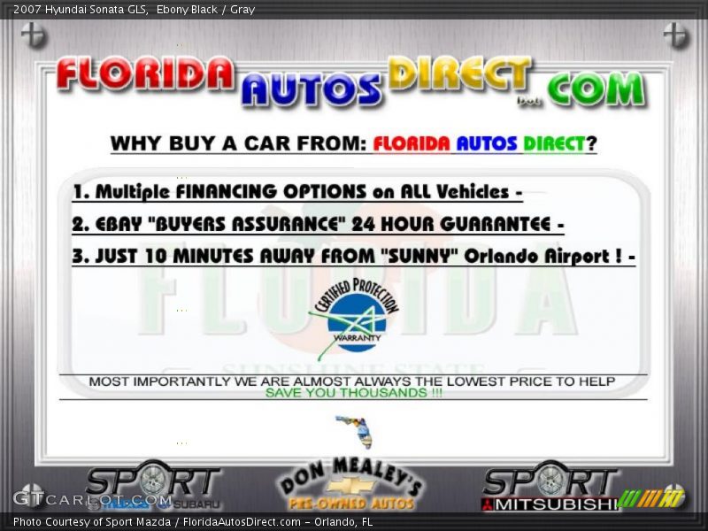 Ebony Black / Gray 2007 Hyundai Sonata GLS