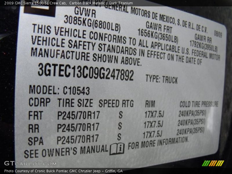 Carbon Black Metallic / Dark Titanium 2009 GMC Sierra 1500 SL Crew Cab