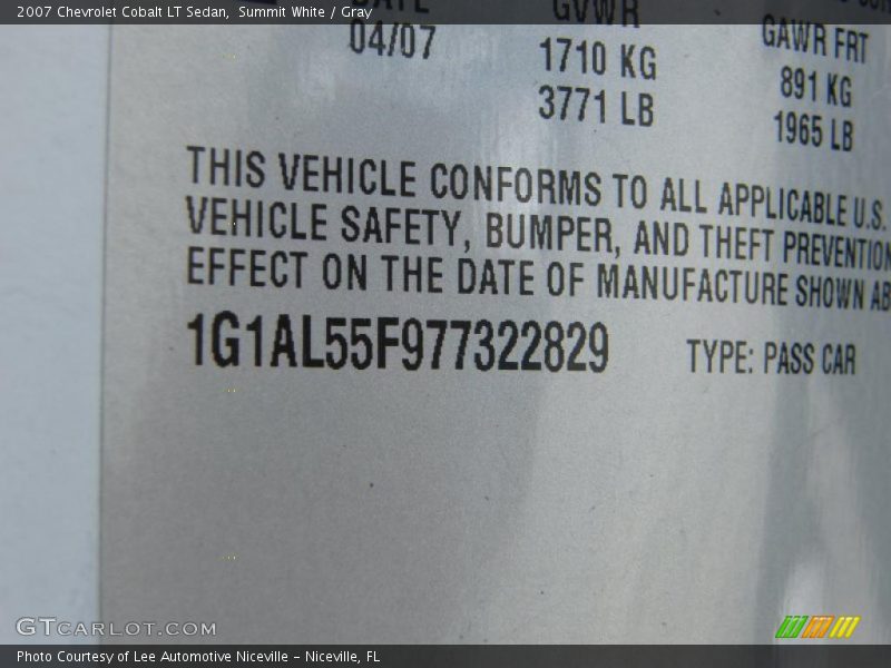 Summit White / Gray 2007 Chevrolet Cobalt LT Sedan