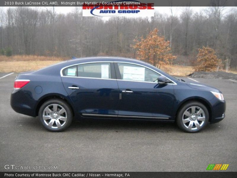 Midnight Blue Metallic / Cocoa/Light Cashmere 2010 Buick LaCrosse CXL AWD