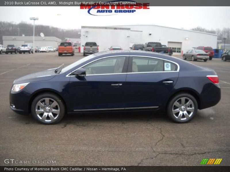 Midnight Blue Metallic / Cocoa/Light Cashmere 2010 Buick LaCrosse CXL AWD
