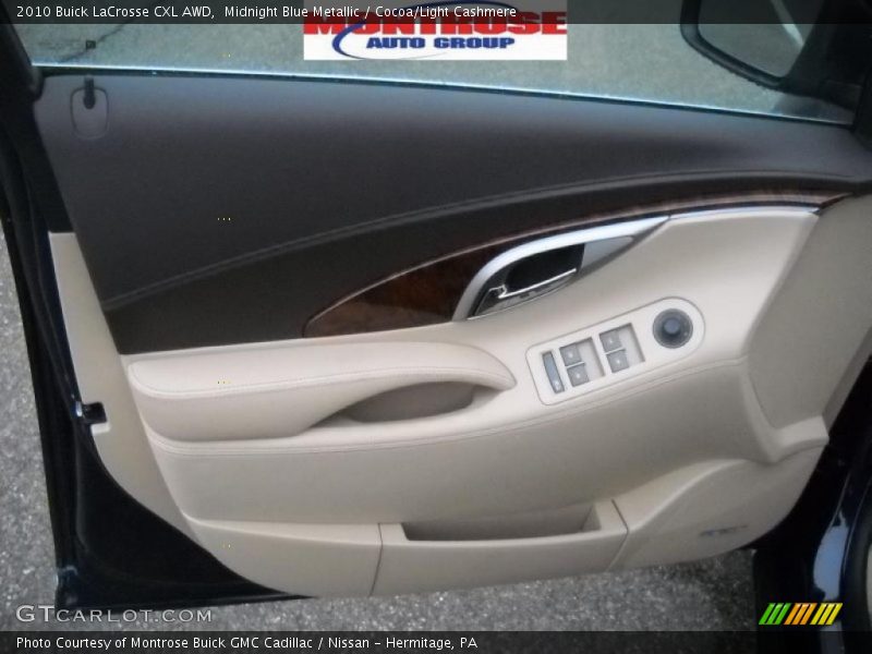Midnight Blue Metallic / Cocoa/Light Cashmere 2010 Buick LaCrosse CXL AWD
