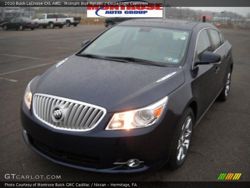 Midnight Blue Metallic / Cocoa/Light Cashmere 2010 Buick LaCrosse CXL AWD