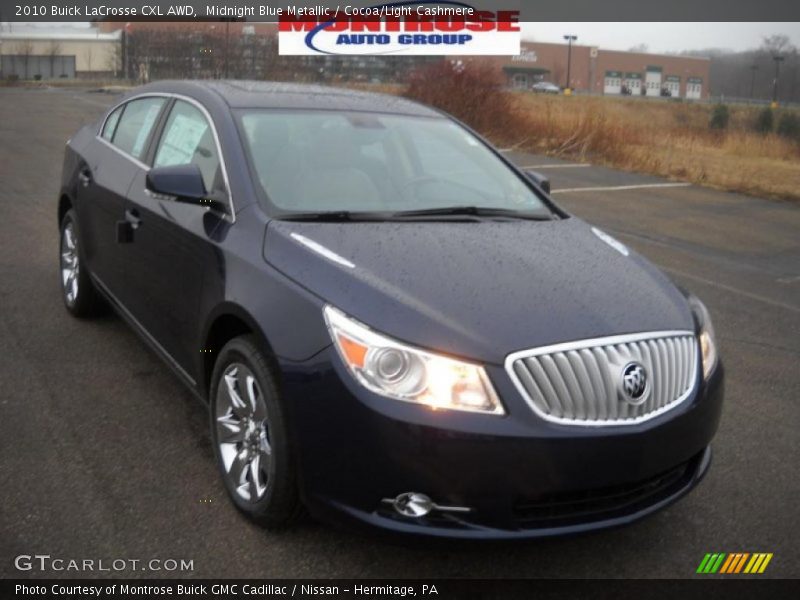 Midnight Blue Metallic / Cocoa/Light Cashmere 2010 Buick LaCrosse CXL AWD