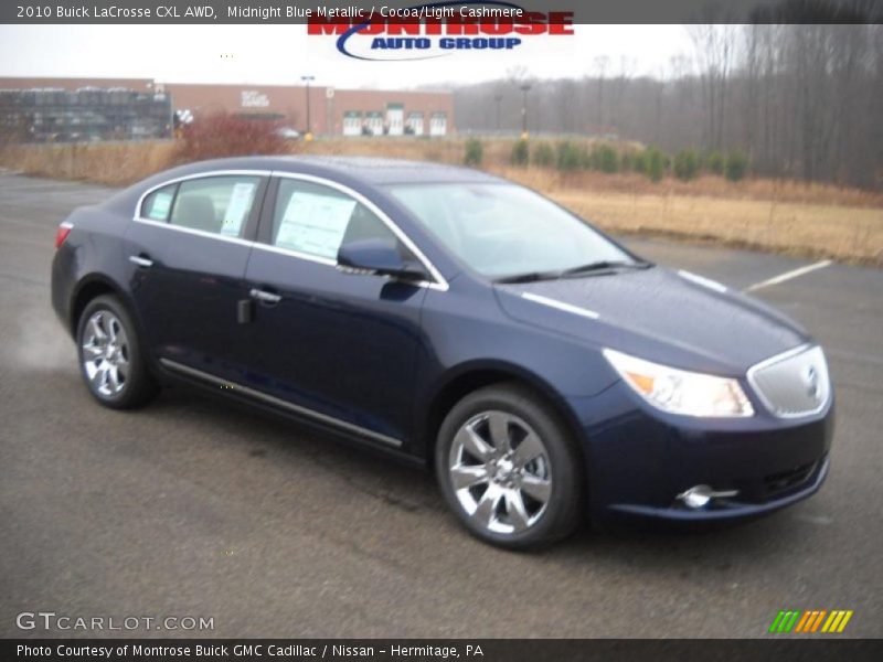 Midnight Blue Metallic / Cocoa/Light Cashmere 2010 Buick LaCrosse CXL AWD