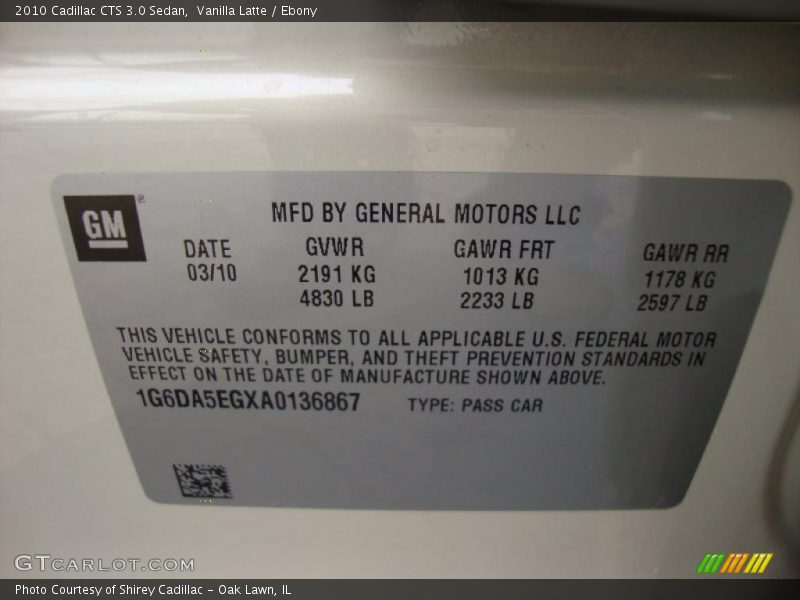 Vanilla Latte / Ebony 2010 Cadillac CTS 3.0 Sedan