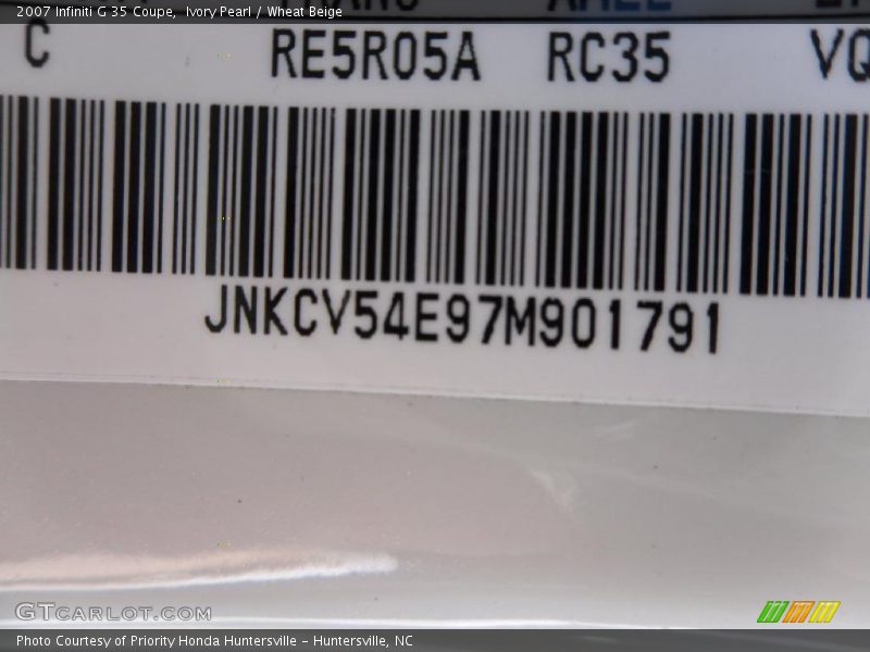 Ivory Pearl / Wheat Beige 2007 Infiniti G 35 Coupe