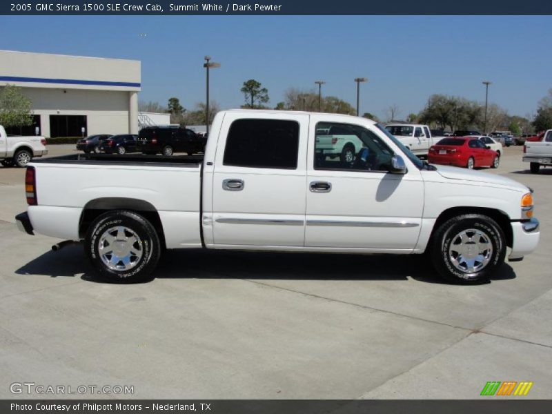 Summit White / Dark Pewter 2005 GMC Sierra 1500 SLE Crew Cab