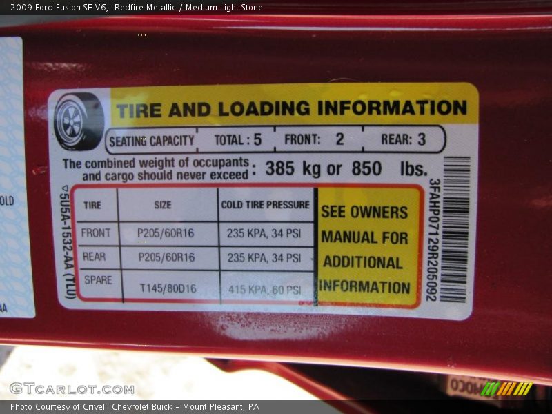 Redfire Metallic / Medium Light Stone 2009 Ford Fusion SE V6