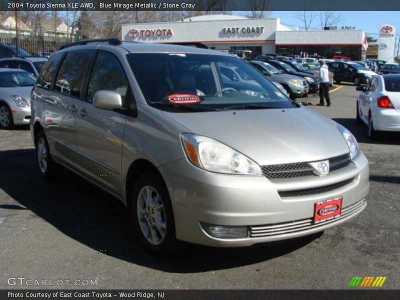 Blue Mirage Metallic / Stone Gray 2004 Toyota Sienna XLE AWD