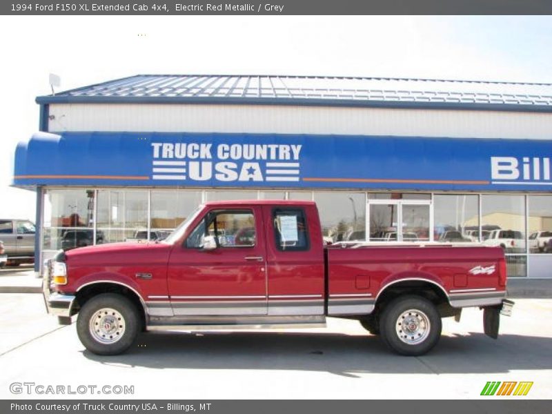 Electric Red Metallic / Grey 1994 Ford F150 XL Extended Cab 4x4