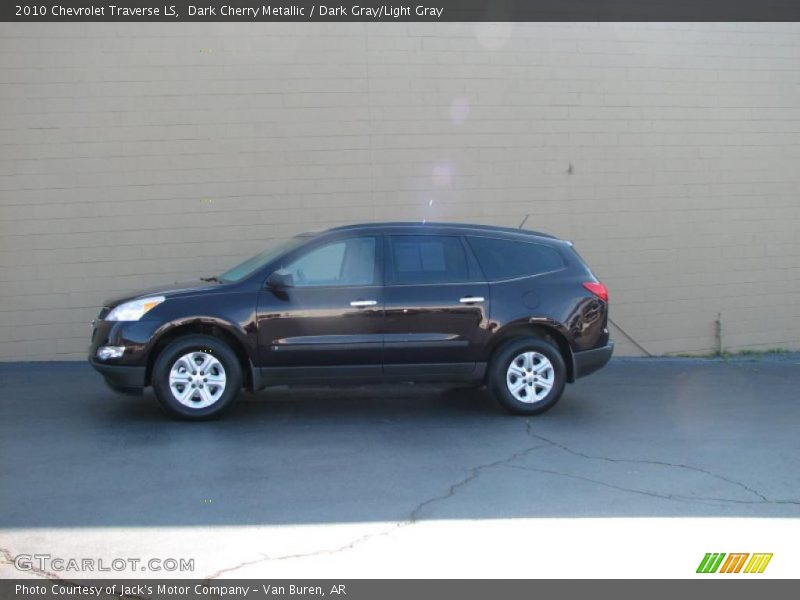 Dark Cherry Metallic / Dark Gray/Light Gray 2010 Chevrolet Traverse LS