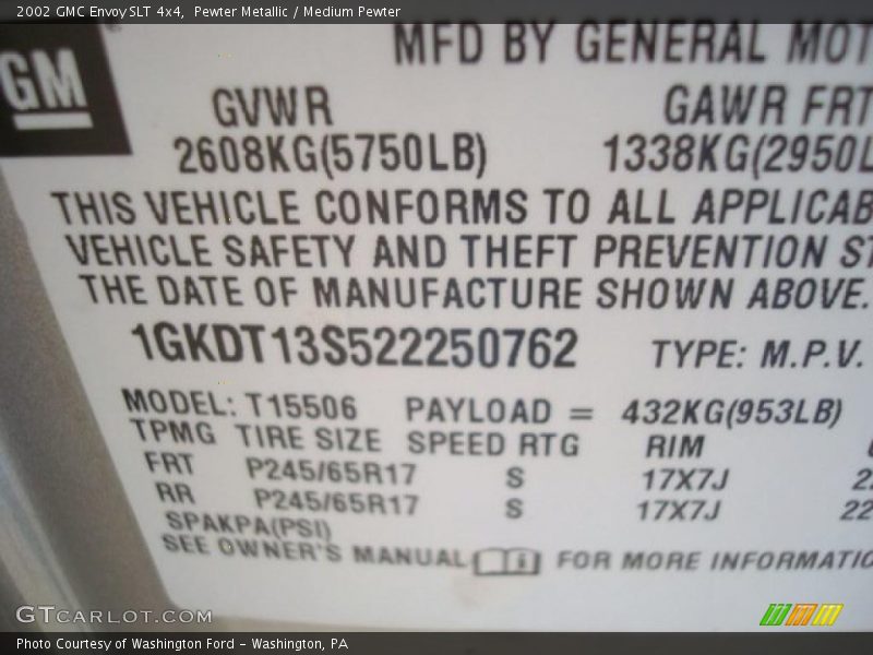 Pewter Metallic / Medium Pewter 2002 GMC Envoy SLT 4x4