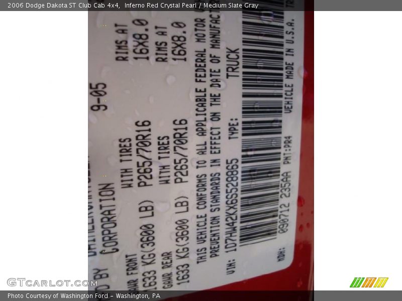 Inferno Red Crystal Pearl / Medium Slate Gray 2006 Dodge Dakota ST Club Cab 4x4