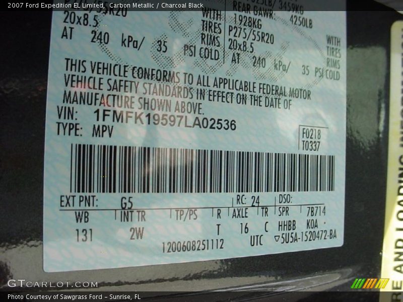 Carbon Metallic / Charcoal Black 2007 Ford Expedition EL Limited