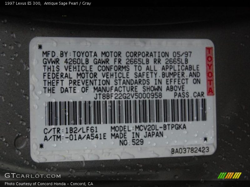 Antique Sage Pearl / Gray 1997 Lexus ES 300