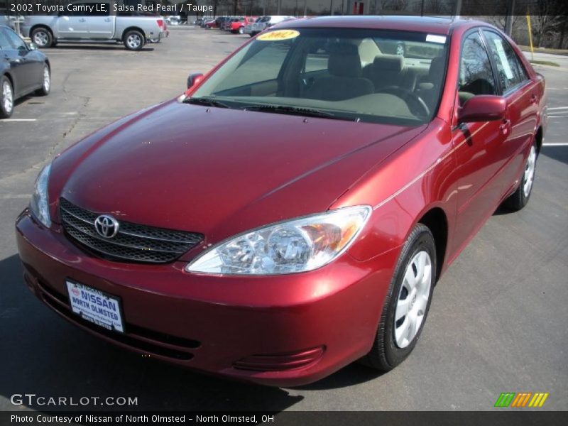 Salsa Red Pearl / Taupe 2002 Toyota Camry LE