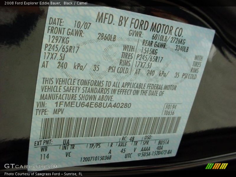 Black / Camel 2008 Ford Explorer Eddie Bauer