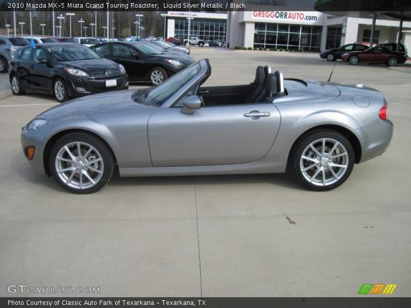 Liquid Silver Metallic / Black 2010 Mazda MX-5 Miata Grand Touring Roadster