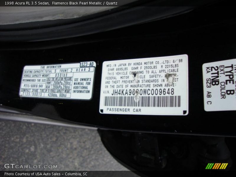 Flamenco Black Pearl Metallic / Quartz 1998 Acura RL 3.5 Sedan